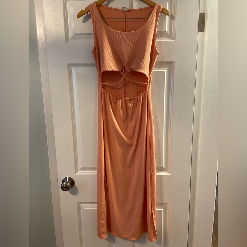 Coral Ribbed Dress
